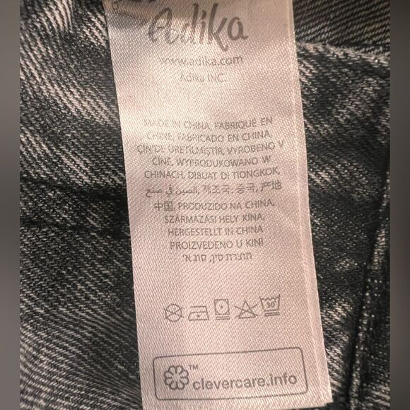 Adika Neon Stripe High Rise Straight Jeans Distressed Knees Gray Pink Women M - Picture 6 of 6